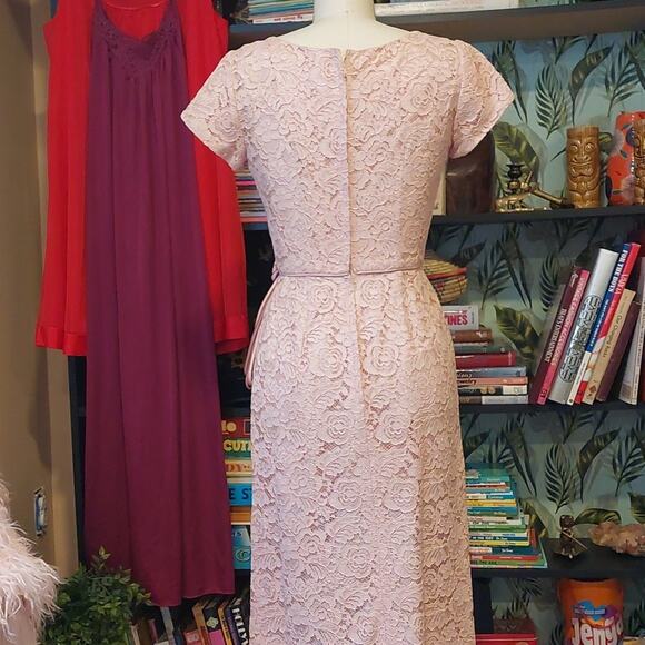 VTG illusion Bombshell Wiggle Dress Union made VLV wedding lace - Picture 5 of 12